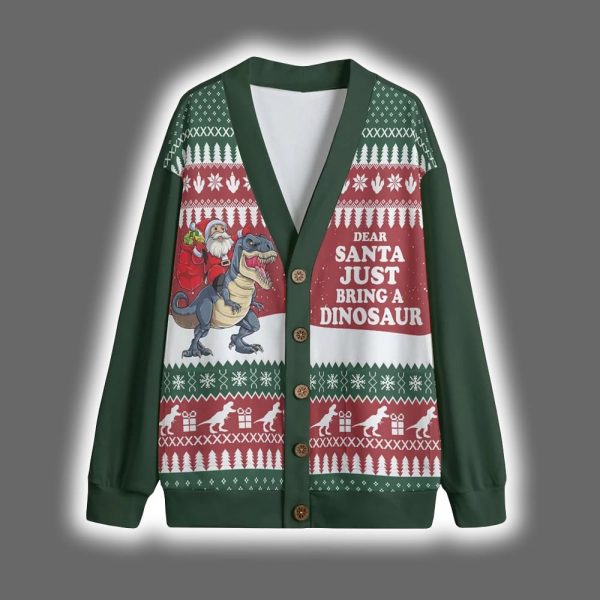 Dear Santa Just Bring A Dinosaur Christmas Cardigan