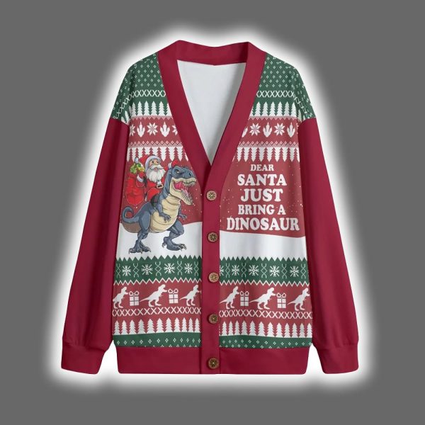 Dear Santa Just Bring A Dinosaur Christmas Cardigan 2