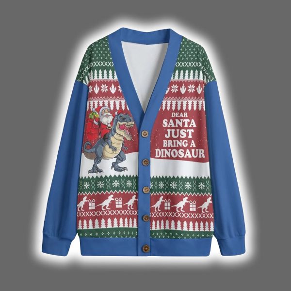 Dear Santa Just Bring A Dinosaur Christmas Cardigan 3