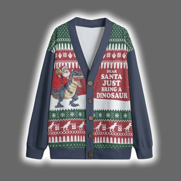Dear Santa Just Bring A Dinosaur Christmas Cardigan 4