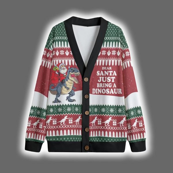 Dear Santa Just Bring A Dinosaur Christmas Cardigan 5