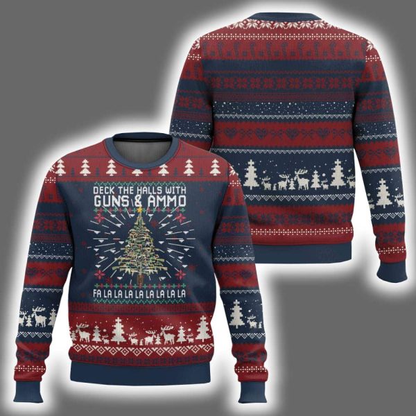 Deck The Halls With Guns And Ammo Ugly Christmas Sweater