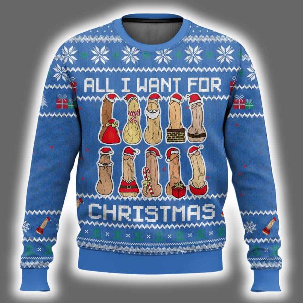 Dick Santa Hat All I Want For Christmas Ugly Christmas Sweater 2