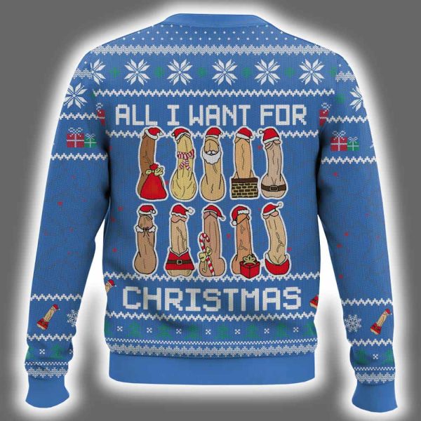 Dick Santa Hat All I Want For Christmas Ugly Christmas Sweater 3