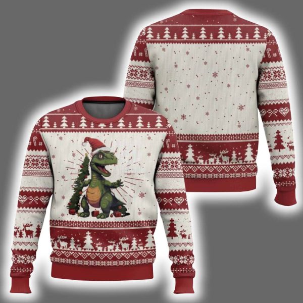 Dinosaur Xmas Tree Santa Rex Lover Ugly Christmas Sweater