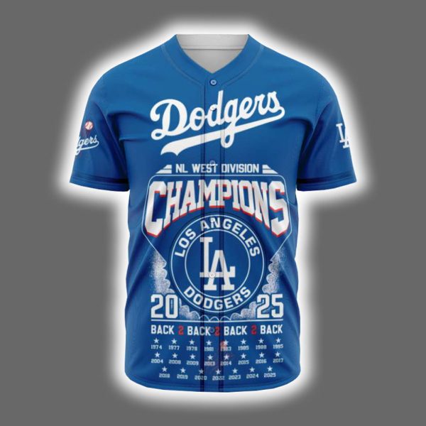 Dodgers B2B2B2B 2025 NL West Division Champions Jersey 2