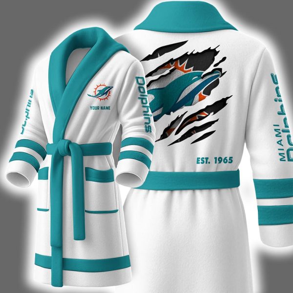 Dolphins Est 1965 Personalized Bathrobe 2