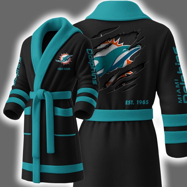 Dolphins Est 1965 Personalized Bathrobe 3