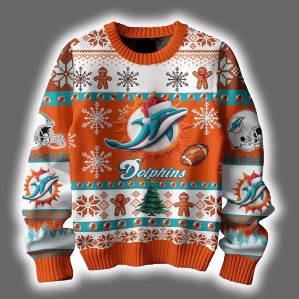 Dolphins They Not Like Us Ugly Christmas Sweater 2