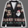 Don't Stop Believe Black Santa Claus Christmas Cardigan
