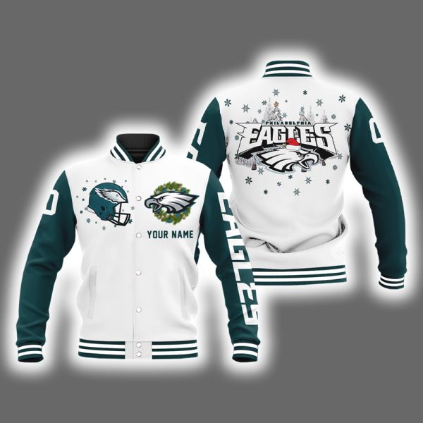 Eagles Christmas Personalized Baseball Jacket