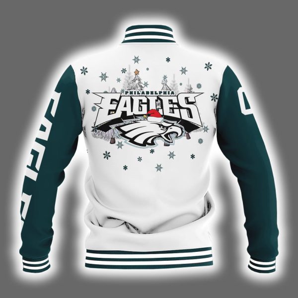Eagles Christmas Personalized Baseball Jacket 3