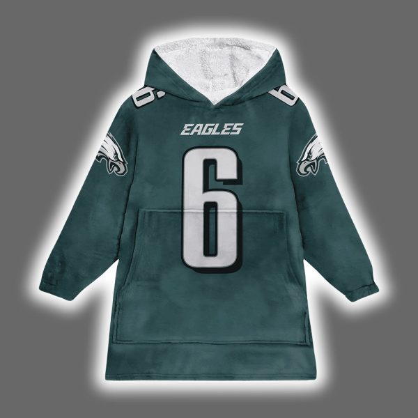 Eagles DeVonta Smith 6 Football Unisex Blanket Hoodie 2
