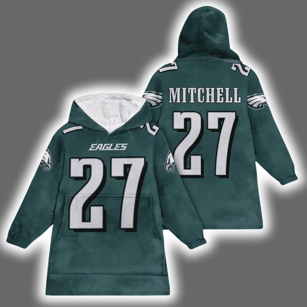 Eagles Mitchell 27 Football Unisex Blanket Hoodie
