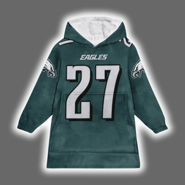 Eagles Mitchell 27 Football Unisex Blanket Hoodie 2