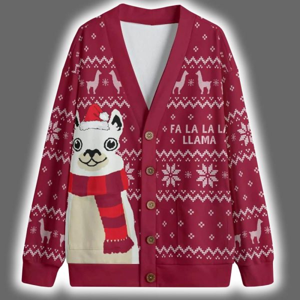 Fa La La La Llama Christmas Cardigan 2 1