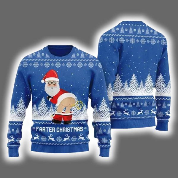 Farter Christmas Funny Santa Ugly Holiday Sweater