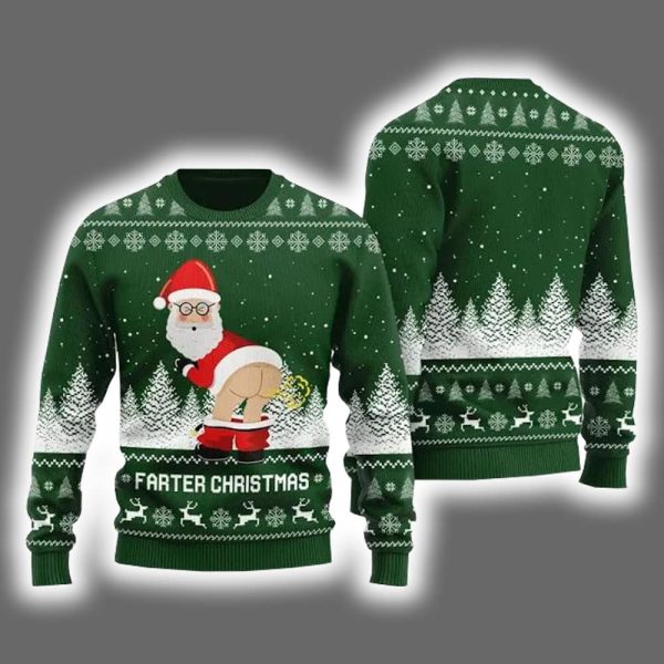 Farter Christmas Funny Santa Ugly Holiday Sweater 3