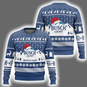 Busch Light Santa Hat Ugly Christmas Sweater