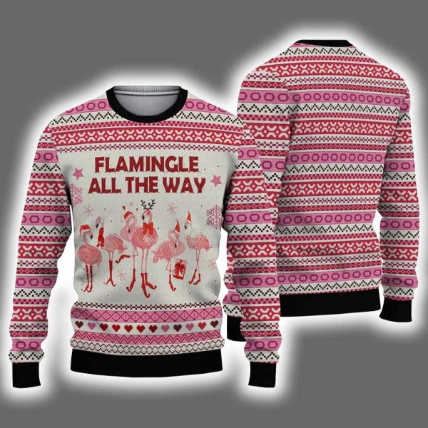 Flamingo All The Way Ugly Christmas Sweater