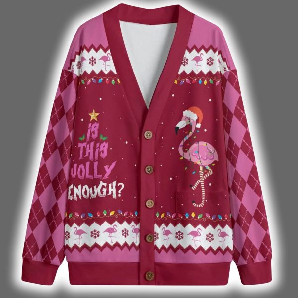 Flamingo Is This Jolly Enough Christmas Cardigan