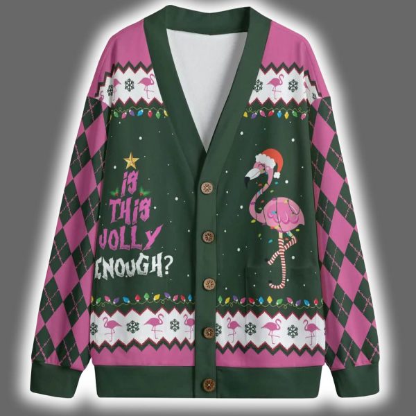 Flamingo Is This Jolly Enough Christmas Cardigan 4 1