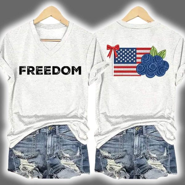 Freedom Charlie Kirk Blueberries American Flag Two Sided Shirt 2