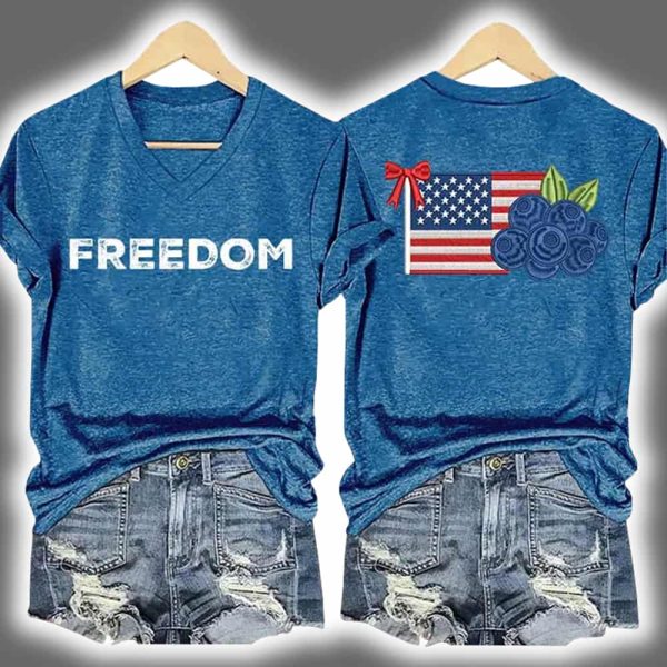 Freedom Charlie Kirk Blueberries American Flag Two Sided Shirt 4