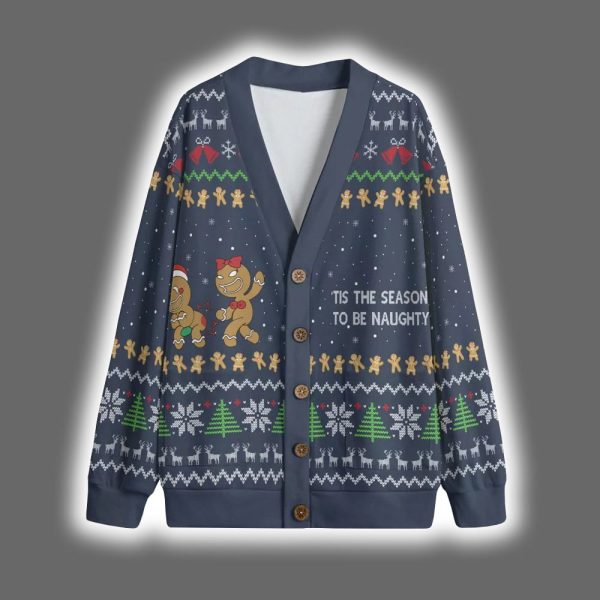 Funny Cookites 'Tis The Season To Be Naughty Christmas Cardigan