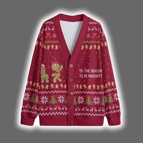 Funny Cookites Tis The Season To Be Naughty Christmas Cardigan 2 1