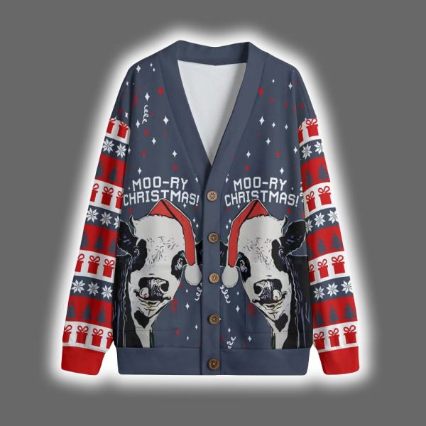 Funny Cow Moo-ry Christmas Cardigan