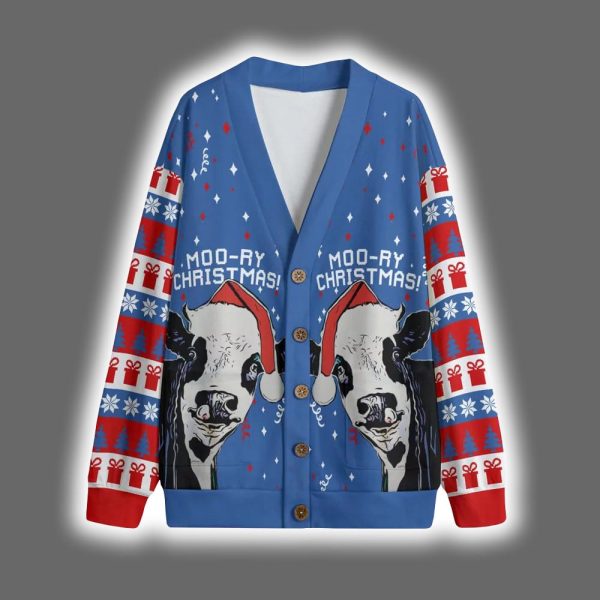 Funny Cow Moo ry Christmas Cardigan 3
