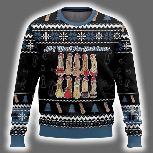 Funny Dick All I Want For Christmas Ugly Christmas Sweater 2