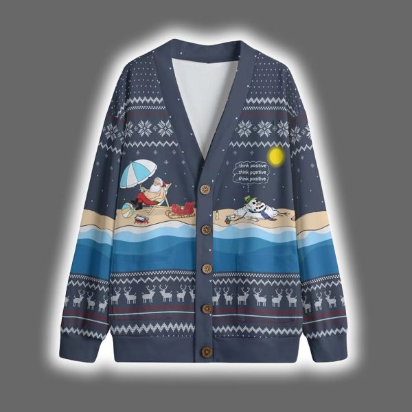 Funny Melting Snowman Santa Christmas Cardigan