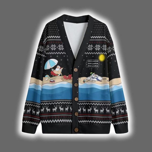 Funny Melting Snowman Santa Christmas Cardigan 2