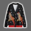 Funny Pizza Cat With Laser Eyes Christmas Cardigan