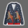 Funny Pizza Cat With Laser Eyes Christmas Cardigan 2