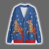 Funny Pizza Cat With Laser Eyes Christmas Cardigan 3