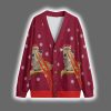 Funny Pizza Cat With Laser Eyes Christmas Cardigan 4