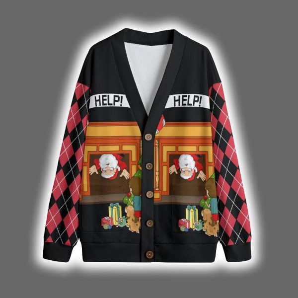 Funny Stuck Santa Christmas Cardigan