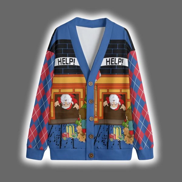 Funny Stuck Santa Christmas Cardigan 3
