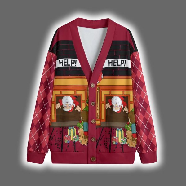 Funny Stuck Santa Christmas Cardigan 4