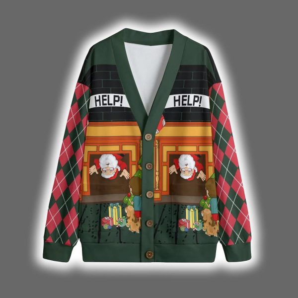 Funny Stuck Santa Christmas Cardigan 5