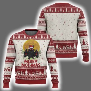 Merry Mothmas Cryptid Santa Ugly Christmas Sweater