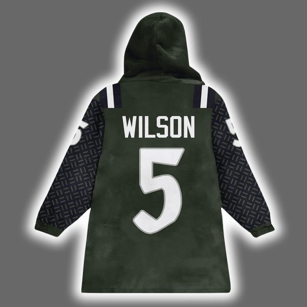 Garrett Wilson 5 NY Jets Football Unisex Blanket Hoodie 3