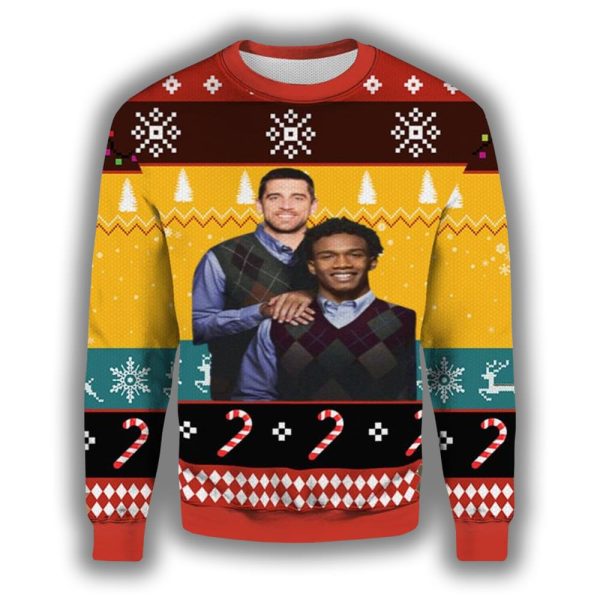 Garrett Wilson Aaron Rodgers Step Brothers Ugly Christmas Sweater 2