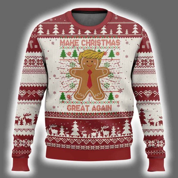 Gingerbread Trump Make Christmas Great Again Ugly Christmas Sweater 2