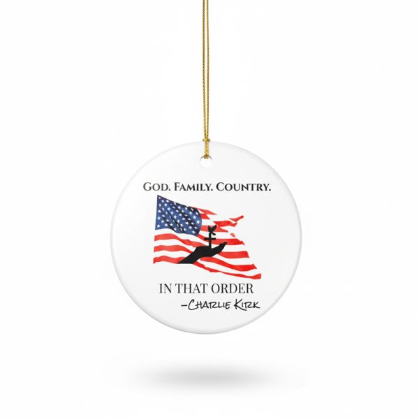 God Family Country In That Order Charlie Kirk Christmas Ornament