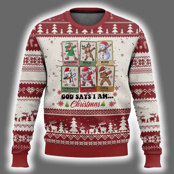 God Says I Am Xmas Christian Bible Ugly Christmas Sweater 2