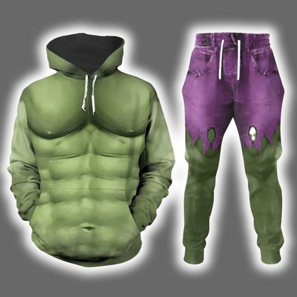 Green Hulk Halloween Costume Hoodie Joggers